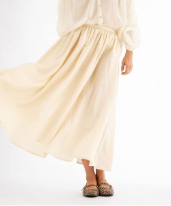 Jupe longue et ample en viscose froissée femme